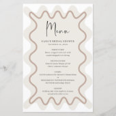 Beige Taupe Wavy Border Menükarte mit Namen (Vorderseite)
