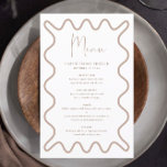 Beige Taupe Wavy Border Menükarte mit Namen<br><div class="desc">Diese moderne Menükarte wurde für die Koordination mit unserer Wavy Border Collection entwickelt und weist den trendigen und beliebten, wellenförmigen Rahmen in beige Farbe auf weißem Hintergrund auf. Wenn Sie gewollt haben, Ihren Gast mit einem farbenfrohen Pop auf Ihre trendige Einladung aufmerksam zu machen, ist diese Suite perfekt für Sie....</div>