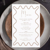Beige Taupe Wavy Border Menükarte mit Namen