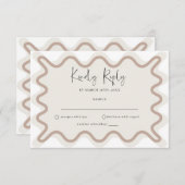 Beige Taupe Wavy Border RSVP Card Begleitkarte (Vorne/Hinten)