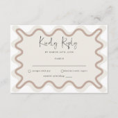 Beige Taupe Wavy Border RSVP Card Begleitkarte (Vorderseite)