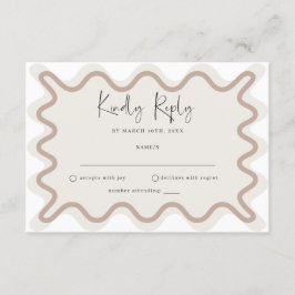 Beige Taupe Wavy Border RSVP Card Begleitkarte