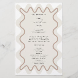Beige Taupe Wavy Border Zeremonie Programm