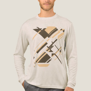 Beige Taupe zeitgenössische MCM-inspirierte abstra Tri-Blend Shirt