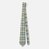 Beige & Teal Plaid Pattern Necktie Tie Krawatte (Vorderseite)