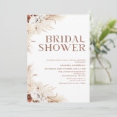 Beige Terracotta Boho Floral Brautparty Einladung (Stehend Vorderseite)