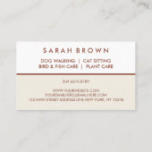 Beige Terracotta Farm Animal Veterinary pet Visitenkarte (Rückseite)