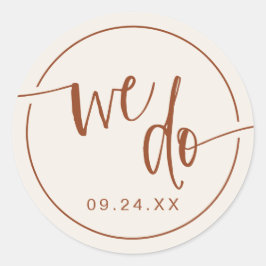 Beige Terracotta Wir machen Hochzeiten Umschlag Au Runder Aufkleber