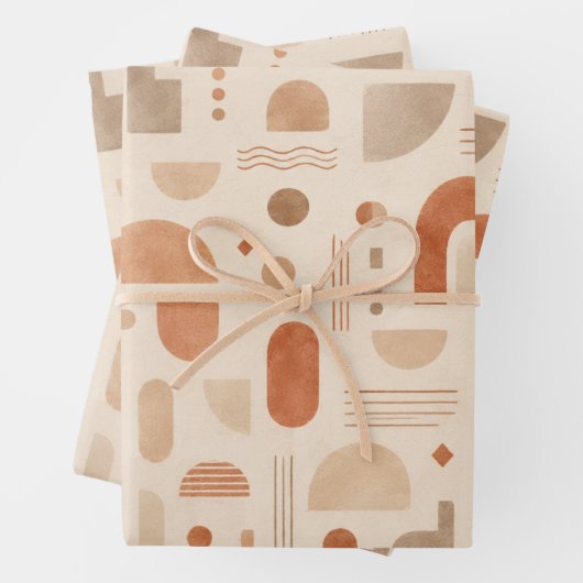 Beige Terrakotta Geometrisches Geschenkpapier Set (Beispiel)