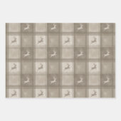 Beige Texture Plaid With Deer Stylish Christmas Geschenkpapier Set (Vorderseite 3)