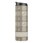Beige Textured Reindeer Plaid Pattern Christmas Thermosbecher (Nach rechts gedreht)