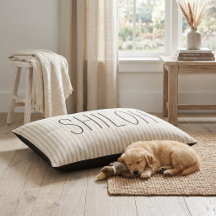 Beige Ticking Stripes | Bauernhof Mit Monogramm