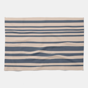 Beige/tiefblau-graues einfaches stilvolles Streife Handtuch