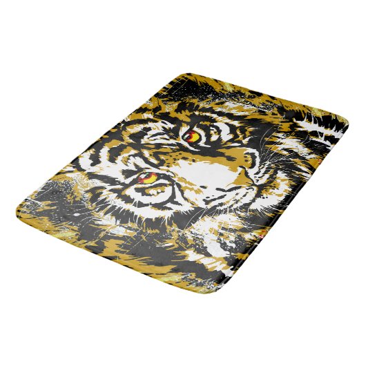 Beige Tiger Bath Mat - Tiger Artwork - Wildtiere Badematte (Schrägansicht)