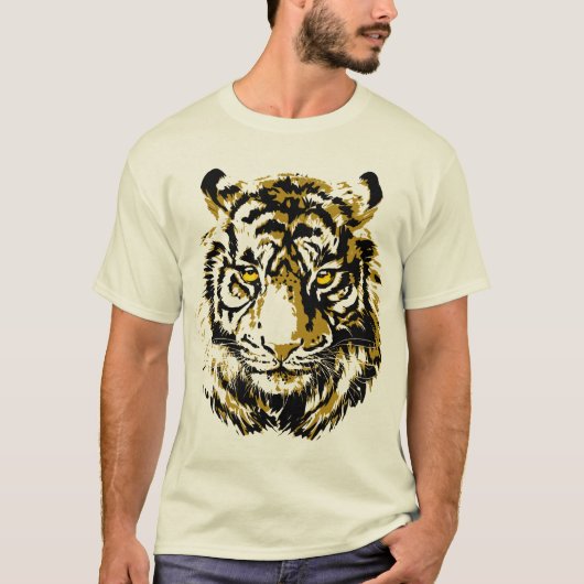 Beige Tiger Gelb | Farbiger Tiger-T - Shirt (Vorderseite)