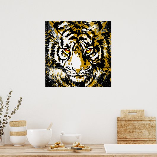 Beige Tiger Head - Tiger Poster Square (Küche)