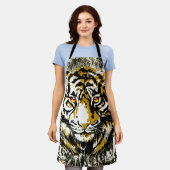 Beige Tiger Schürze - Beige Tiger Head Zeichnend (Getragen)