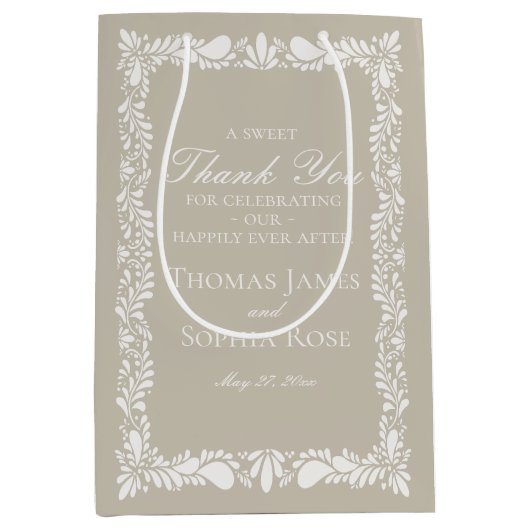 Beige Tile Talavera Spanische Fiesta Gastgeschenke Mittlere Geschenktüte (Vorderseite)