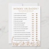 Beige Toile Baby Shower Mommy or Daddy Game Card Einladung (Vorderseite)