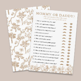 Beige Toile Baby Shower Mommy or Daddy Game Card Einladung