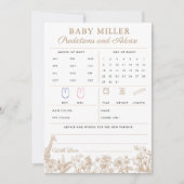 Beige Toile Baby Shower Predictions Advice Card Einladung (Vorderseite)
