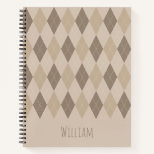 Beige Tones-Raute-Muster-Notebook Notizblock