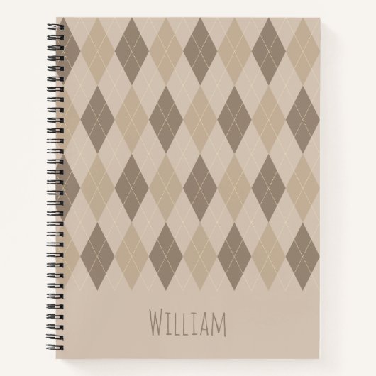 Beige Tones-Raute-Muster-Notebook Notizblock (Vorderseite)