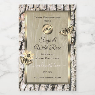 Beige Tree Bark Gold Frame Produktmarken Logo hinz Lebensmitteletikett