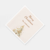 Beige tree snow script Christmas luncheon Serviette (Ecke)