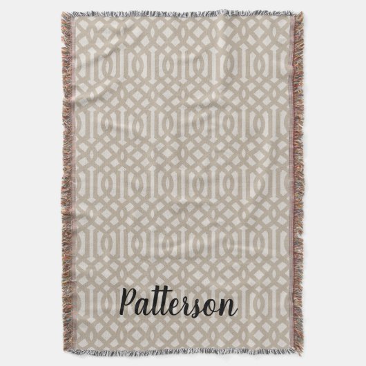 Beige Trellis Monogram | Modernes Bauernhaus Decke (Vorderseite Vertikal)
