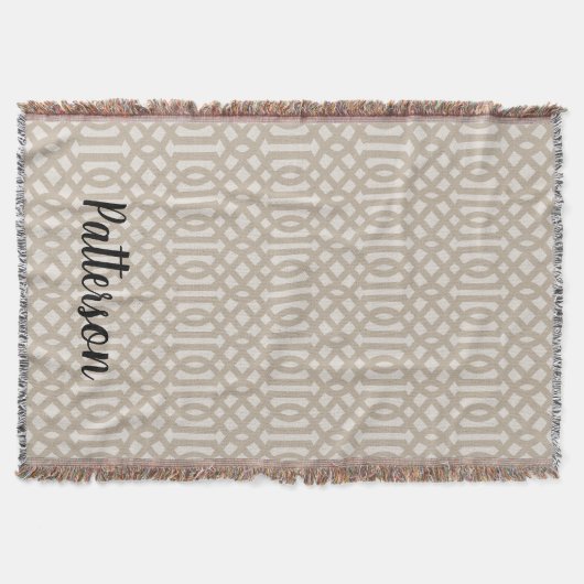 Beige Trellis Monogram | Modernes Bauernhaus Decke (Vorderseite)