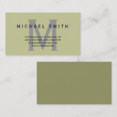 Beige Trendy Monogram Consultant Business Card Visitenkarte (Vorne/Hinten)