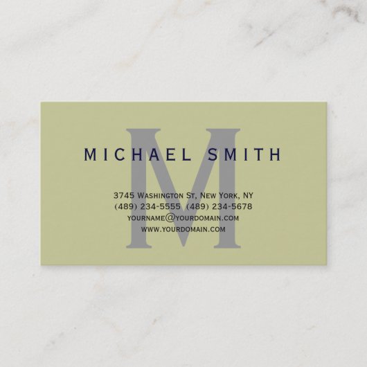 Beige Trendy Monogram Consultant Business Card Visitenkarte (Vorderseite)