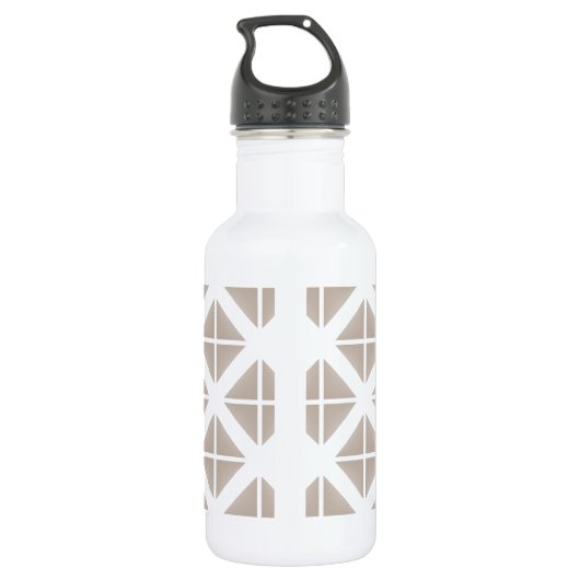 Beige Trendy Triangle Pattern Trinkflasche (Rückseite)