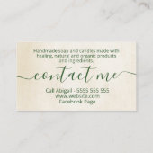 Beige tropische Blätter handgemachte Seife und Ker Visitenkarte (Rückseite)