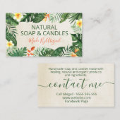 Beige tropische Blätter handgemachte Seife und Ker Visitenkarte (Vorne/Hinten)