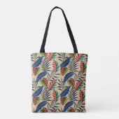 Beige tropische Blätter Muster Tasche (Rückseite)