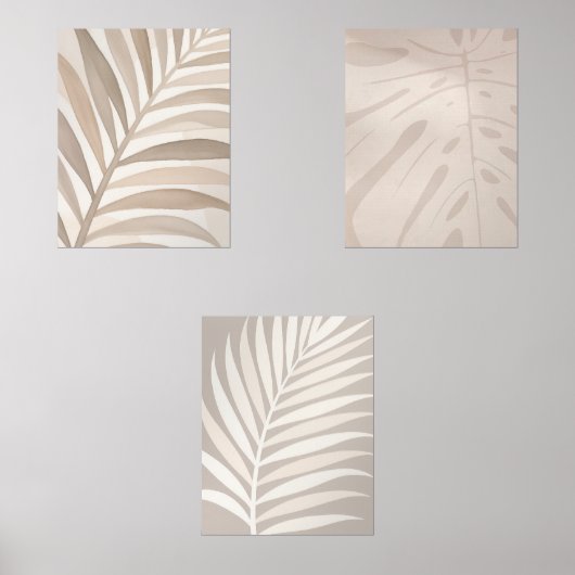 Beige Tropisches Leaf Set - Japandi Art (Vorderseite)