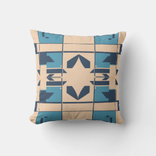 Beige Türkis Navy Mittelmeer Große Mosaike Kissen