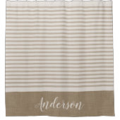 Beige Türkische Streifen Monogram | Bauernhof Bad Duschvorhang (Vorderseite)