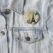 beige Turm Damastschmetterlings-Rose Paris Eiffel Button (Beispiel)