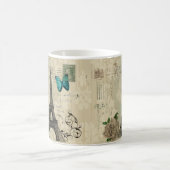 beige Turm Damastschmetterlings-Rose Paris Eiffel Kaffeetasse (Mittel)