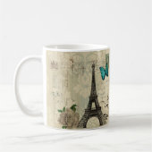 beige Turm Damastschmetterlings-Rose Paris Eiffel Kaffeetasse (Links)