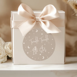 Beige Twinkle Twinkle Little Star Baby Shower Runder Aufkleber