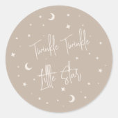 Beige Twinkle Twinkle Little Star Baby Shower Runder Aufkleber (Vorderseite)