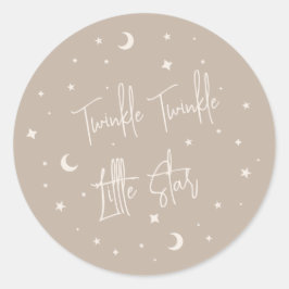 Beige Twinkle Twinkle Little Star Baby Shower Runder Aufkleber