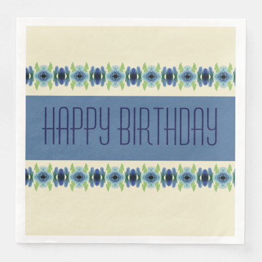 Beige und Blau Serviette (Vorderseite)