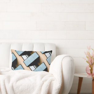 Beige und blaue geometrische Muster Lendenkissen