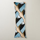 Beige und blaue geometrische Muster Seitenschläferkissen (Vorderseite Vertikal)