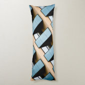 Beige und blaue geometrische Muster Seitenschläferkissen (Rückseite (Vertikal))